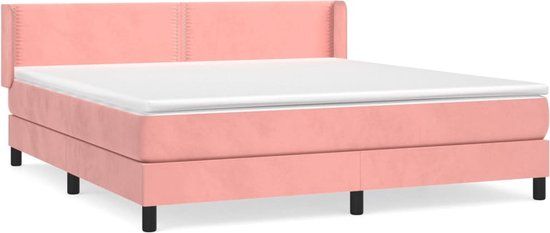 vidaXL Boxspring met matras fluweel roze 160x200 cm