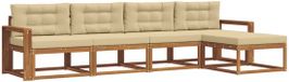 vidaXL Acacia Hout Buiten Bankenset 5-zits Natuurlijk en Beige