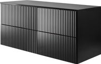 3xE living Meuble bas pour lavabo, noir mat, noir avec poignées noires, largeur 120 cm