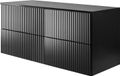3xE living Meuble bas pour lavabo, noir mat, noir avec poignées noires, largeur 120 cm
