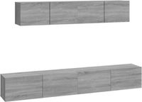 vidaXL meuble TV 4 pièces bois de particules gris chêne sonoma