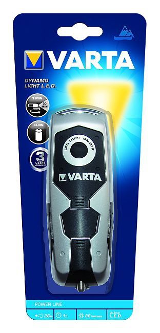 Varta Dynamo Light LED Zaklamp - Zwart/Grijs - 28 Lumen