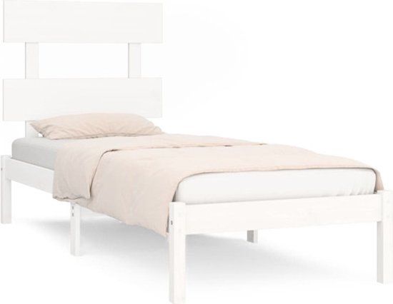vidaXL Bedframe massief hout wit 90x190 cm