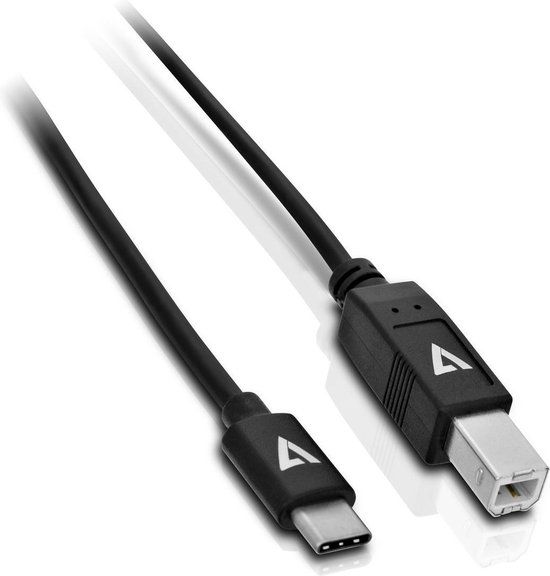 V7 V7U2BC-2M-BLK-1E USB-kabel USB 2.0 USB B USB C Zwart