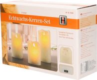 Merkloos 2 sets van 3 creme witte LED kaarsen/stompkaarsen
