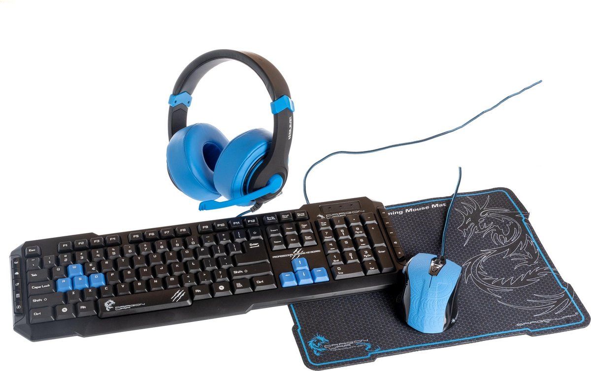 DRAGON WAR 4 in 1 Pro-Gaming Box-Set Azerty Blauw