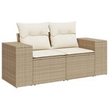 vidaXL 6-delige Loungeset met kussens, polyrattan, beige