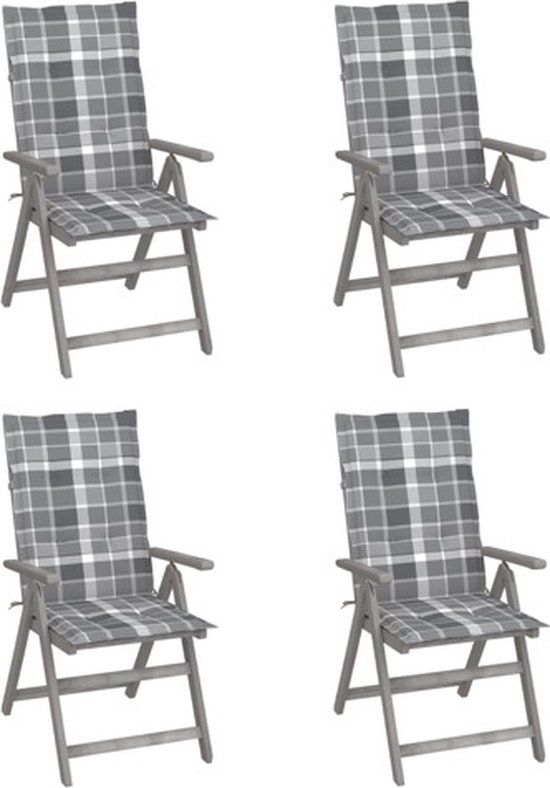 vidaXL Tuinstoelen 4 stuks verstelbaar met kussens massief acaciahout