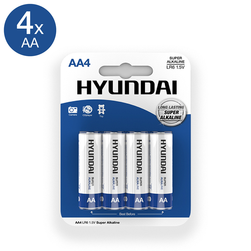 Hyundai Super Alkaline AA-Batterijen - 4 Stuks