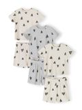 Minoti Pyjama Meisjes 3-Pack - Hartjesprint - Ecru/Grijs - Maat 122