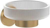 Villeroy & Boch Elements Tender Zeepbakje, zeepbakje voor wandmontage, zeephouder van gesatineerd glas met houder van zink, rond, goud