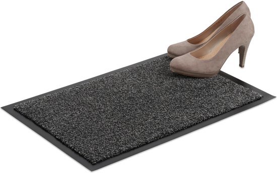 Relaxdays schoonloopmat grijs - deurmat binnen - droogloopmat - voetmat - extra dun 40x60cm