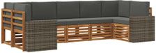 vidaXL - Hoek loungeset - 7 zitplaatsen - Polyester - Naturel en Antraciet