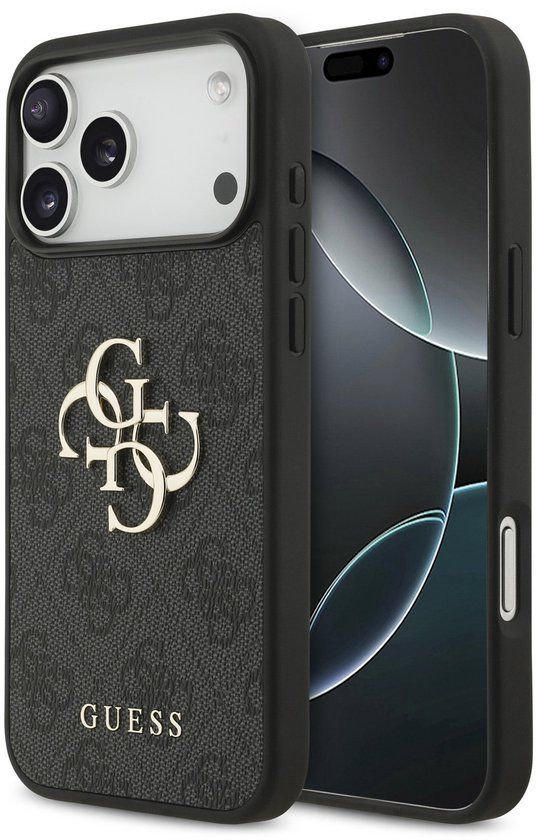 Guess Back Cover - iPhone 17 Pro Max - Zwart - Schokabsorberend - Big Metal Logo