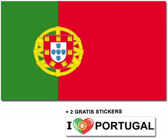 Portugese vlag met 2 gratis Portugal stickers