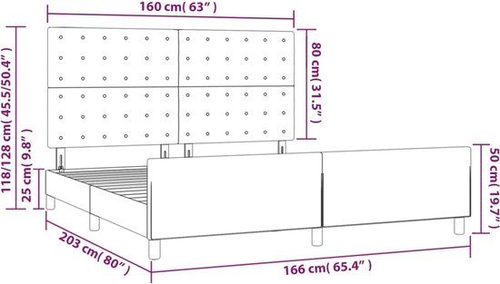 vidaXL Bedframe Stof Donkerbruin 160x200 cm