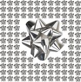 Merkloos Relaxdays Cadeaustrik set van 200 - Zelfklevend - Kerst - 5x5 cm - Zilver