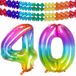 Folat Ballon d'anniversaire en aluminium - 40 ans - multicolore - 86 cm - grand chiffre - incl 2x guirlandes de fête