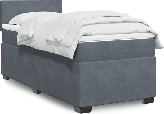 vidaXL Boxspring met matras fluweel donkergrijs 100x200 cm