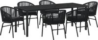 vidaXL Tuinset, 7-delig, poly-rotan, zwart