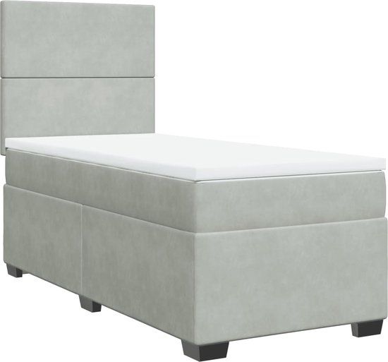 vidaXL Boxspring met matras lichtgrijs 90x200 cm Velours