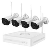 Foscam FN9108W-B4-2T Videobewakingsset voor buiten, 4 camera's (5 megapixels), NVR-recorder met 2 TB HDD, nachtzicht 20 meter, menselijke detectie, Wi-Fi 6 dual-band, app-meldingen