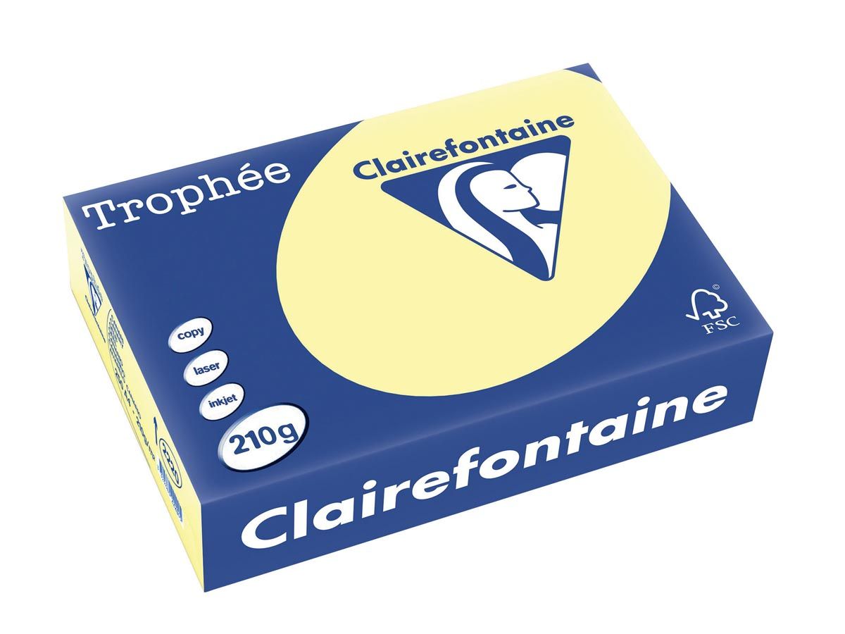 Clairefontaine Trophée Pastel A4 geel 210 g 250 vel