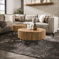 LifestyleFurn Ronde Salontafel Sharmila Mangohout, Set van 2 stuks