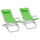 VidaXL Chaises pliantes 2 pièces Acier Vert