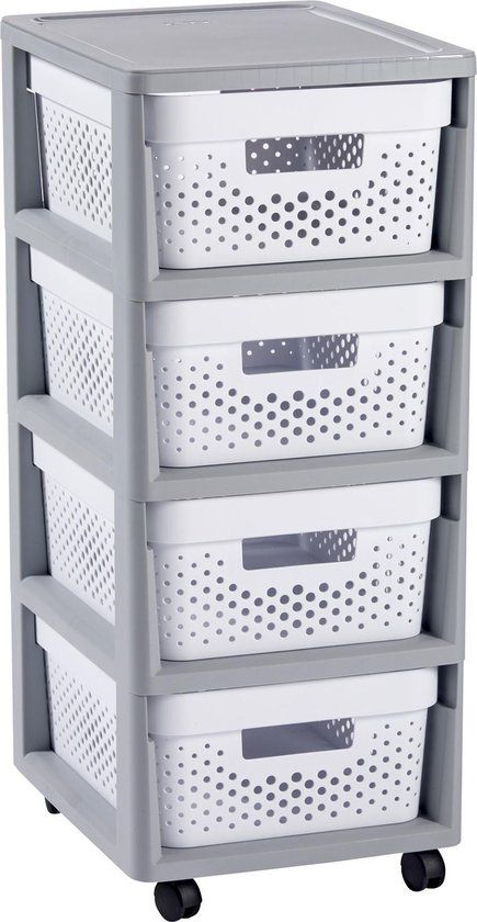 Curver Infinity Ladesysteem Dots - 4x11 L - Wit met Wielen
