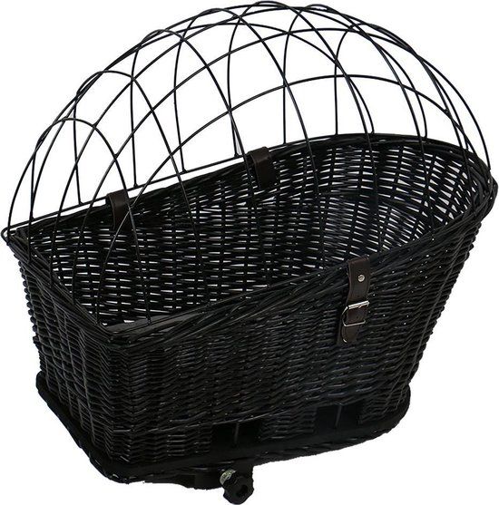 Duvo+ Provence Rieten Fietsmand - Zwart - 35x55x49cm - Max. 13kg