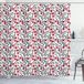 ABAKUHAUS Kranichbeere Rideau de douche, Yummy Berries Leafage, Ensemble de décoration de salle de bain en tissu avec crochets, 175 x 180 cm, Rouge rubis Bordeaux et Noir