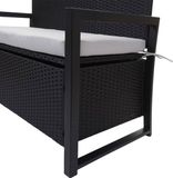 MCW Poly-rattan 2-zitsbank MCW-F39 - Antraciet met grijze kussens