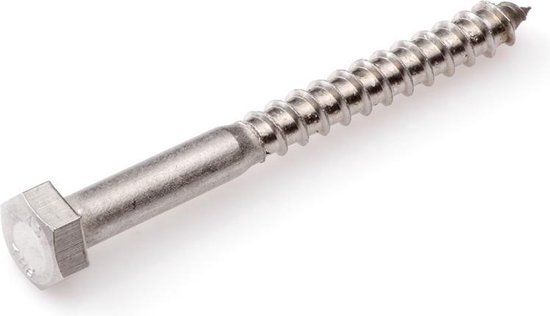 Hoenderdaal Fasteners Hoenderdaal Houtdraadbout RVS 10 x 100 mm DIN 571 A2 - Doos à 50 stuks