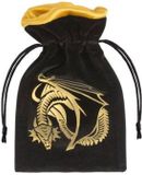 Q Workshop Dice Bag Dragon Black & Golden Velour