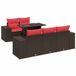 vidaXL 6-delige Loungeset met Kussens Poly Rattan Acacia Bruin