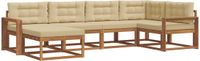 vidaXL - Hoek loungeset - 6 zitplekken - Natuurlijk en beige - Acacia hout