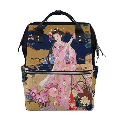 MONTOJ Awesome Japanse Geisha Meisje canvas Reistas Campus Rugzak - 5701637648065