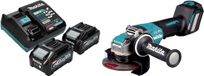 Makita GA 044 GM201 Accu haakse slijper 40 V max. 125 mm X-LOCK Brushless + 2x accu 4.0 Ah + lader
