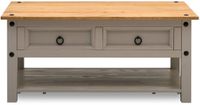 IDIMEX Salontafel RAMON met 2 lades van massief hout – grijs/bruin