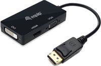 Equip 133441 video kabel adapter 0,24 meter DisplayPort DVI-D + VGA (D-Sub) + HDMI Zwart