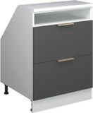 Vicco R-Line Keukenkast voor schuine wand – 60 cm met 2 laden, kastromp 60 cm diepte Antraciet-goud
