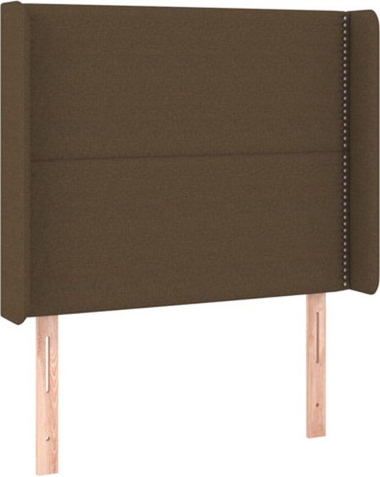 vidaXL Hoofdbord met randen stof donkerbruin 103x16x118/128 cm