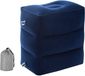 Unyqoos® Repose-pieds gonflable, 3 positions réglables – Coussin de voyage en PVC enduit, bleu, pour enfants et adultes, adapté pour avion, voiture et maison
