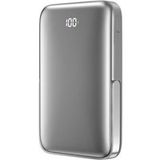 WiWu Draadloze Externe Batterij Wi-P018, 10000mAh, 20W, PD + FQI, 1 x QI - 1 x USB-C, Grijs