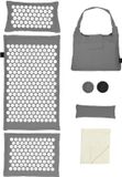 LifeGoods Acupressuur Mat Eco - 72x43x2cm - Spijkermat met Kussen / Draagtas / 2x Triggerpoint Bal - Shakti mat - Spijkerbed - Grijs/Wit
