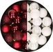 Boules de Noël 28x pièces petites boules de Noël en plastique nacre rouge foncé et blanc 3 cm