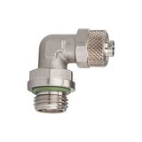 Riegler Hoekschroefverbinding, FKM O-ring, draaibaar, G 1/8 a., voor slang 6/4 mm, SW 10, werkdruk max. 18 bar, MS vern.