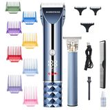 Barberboss Professionele tondeuse voor mannen met zelfslijpend keramisch mes en titanium T-mes baard trimmer, draadloos, LED-display, snijdt van 0,1 mm tot 34 mm, QR-2681