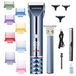 Barberboss Professionele tondeuse voor mannen met zelfslijpend keramisch mes en titanium T-mes baard trimmer, draadloos, LED-display, snijdt van 0,1 mm tot 34 mm, QR-2681
